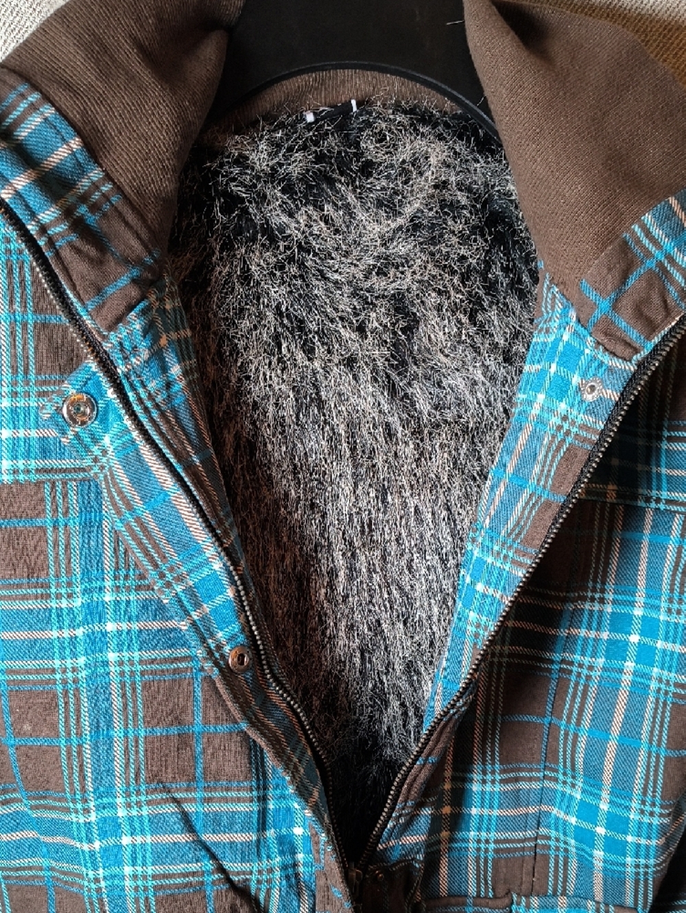 Roxy Turquoise and Brown Plaid Hooded Jacket - Picture 5 of 9